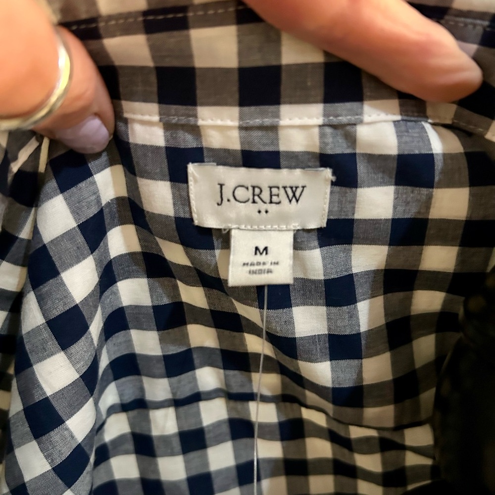 J. Crew Navy and White Gingham Button-Front Shirt - Picture 8 of 12